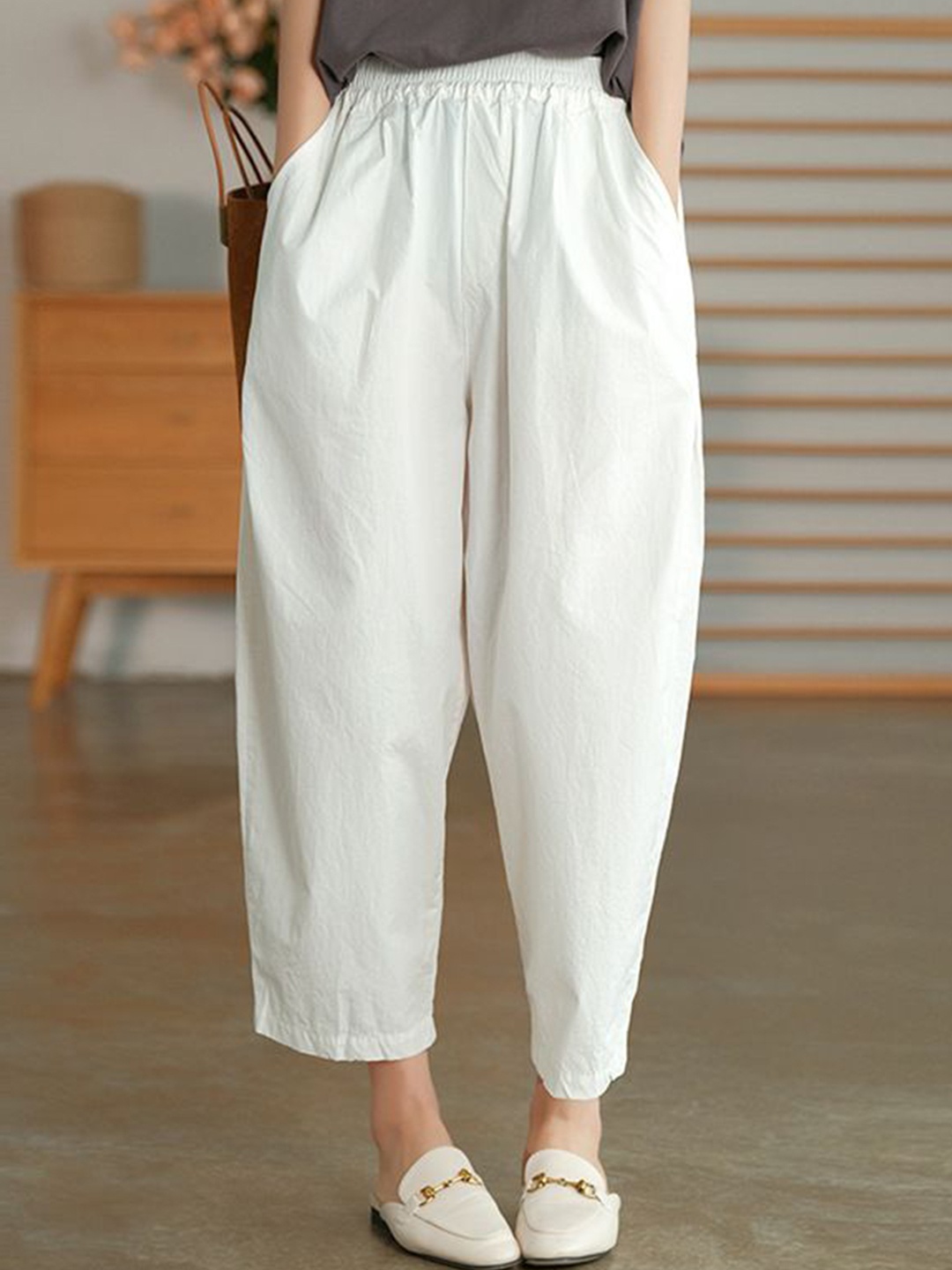 

StyleCast x Revolte Women Loose Fit Easy Wash Trousers, White
