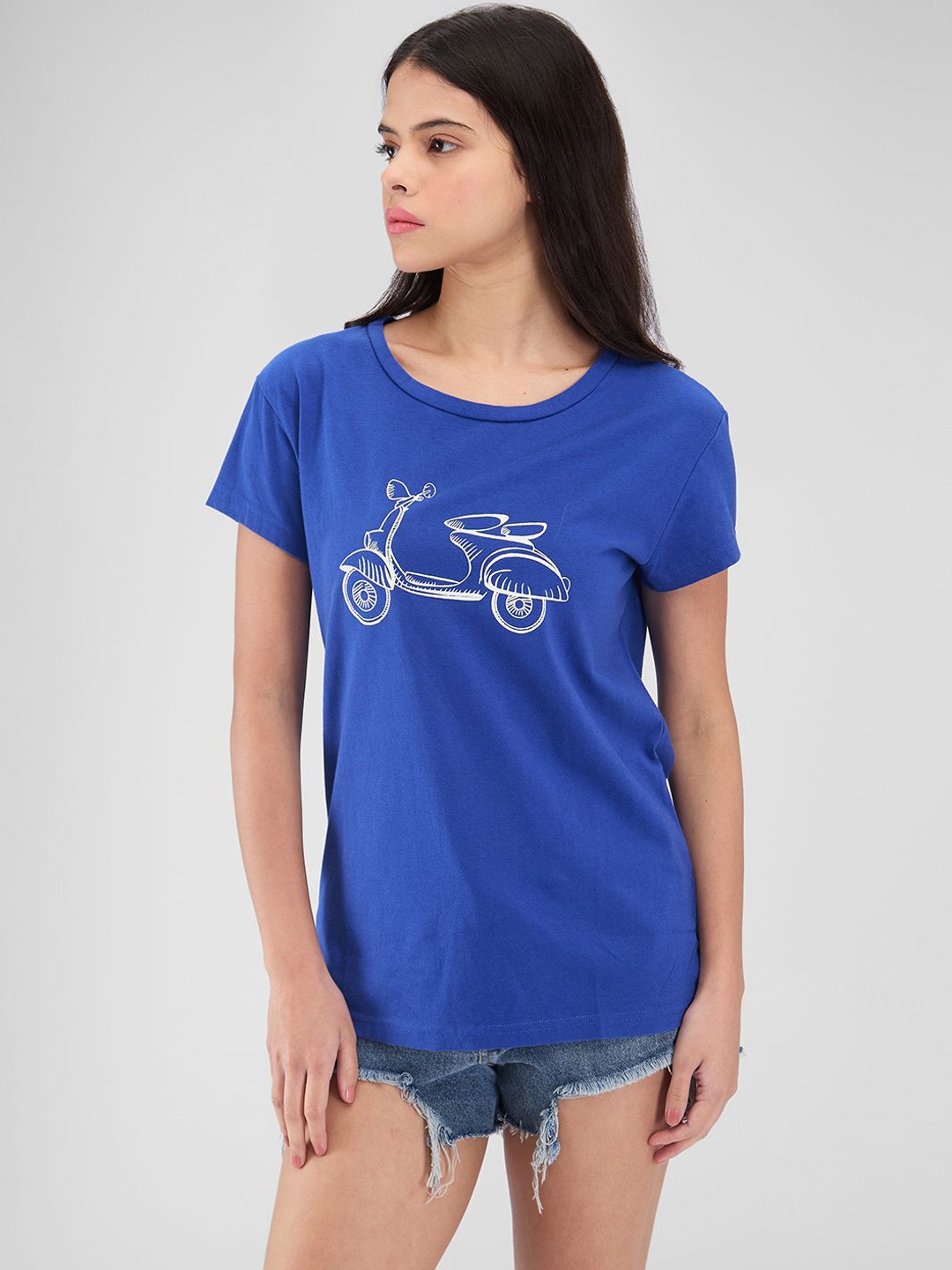 

Mystere Paris Printed Cotton Lounge T-Shirts, Blue