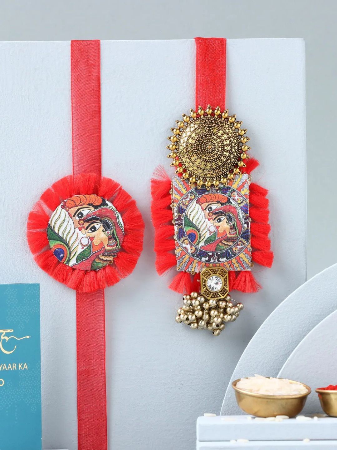 

fnp Madhubani Lumba Rakhi Set Bracelet Rakhis, Red