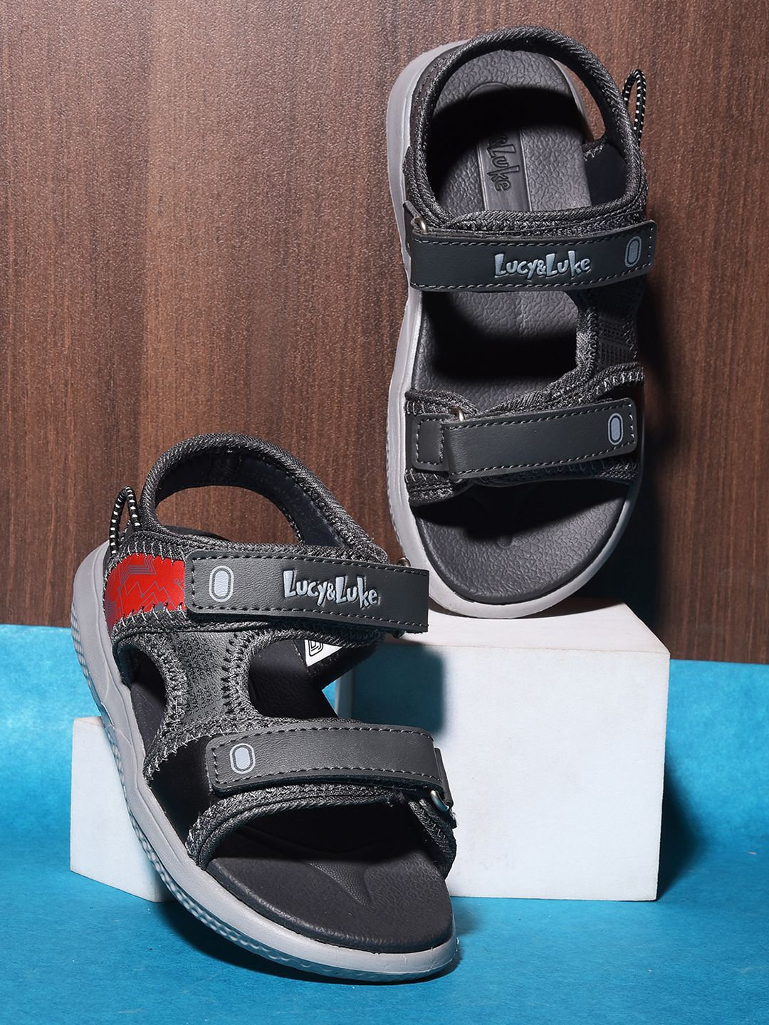 

Liberty Boys PU Comfort Sandals, Grey