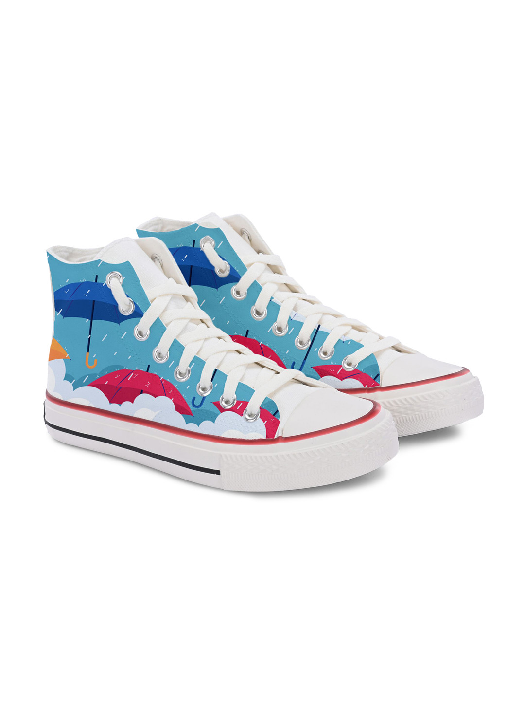 

CROWCIA LONDON Men Printed High-Top Canvas Sneakers, Multi