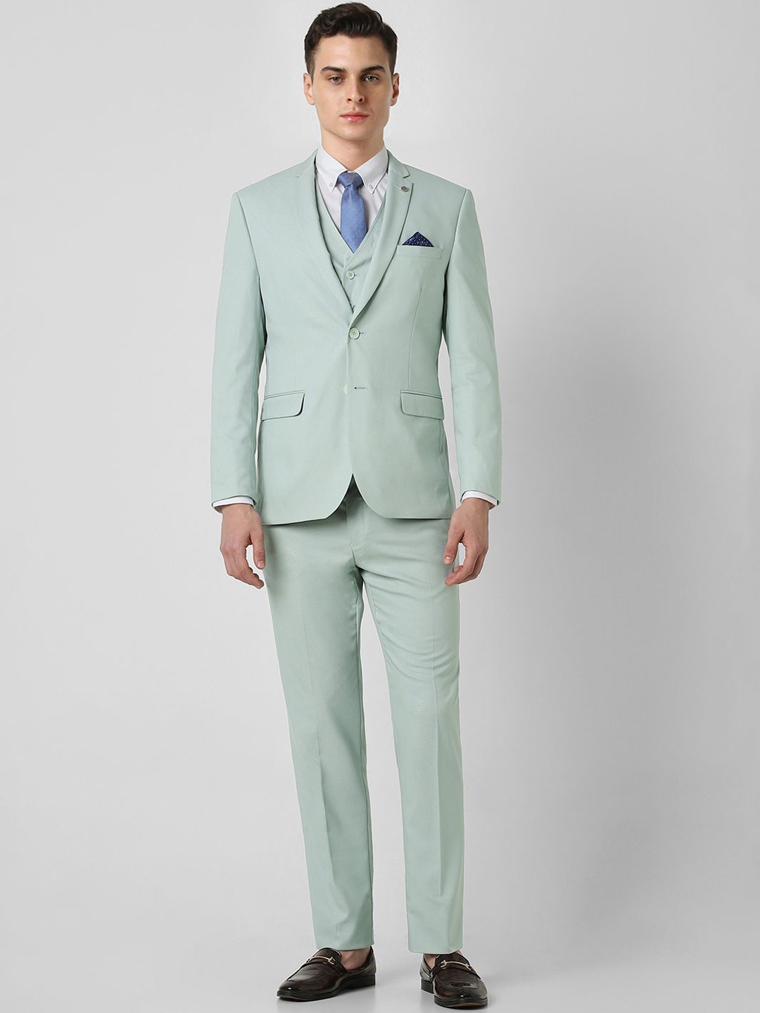 

Van Heusen Men Slim-Fit Single-Breasted Three-Piece Formal Suit, Green