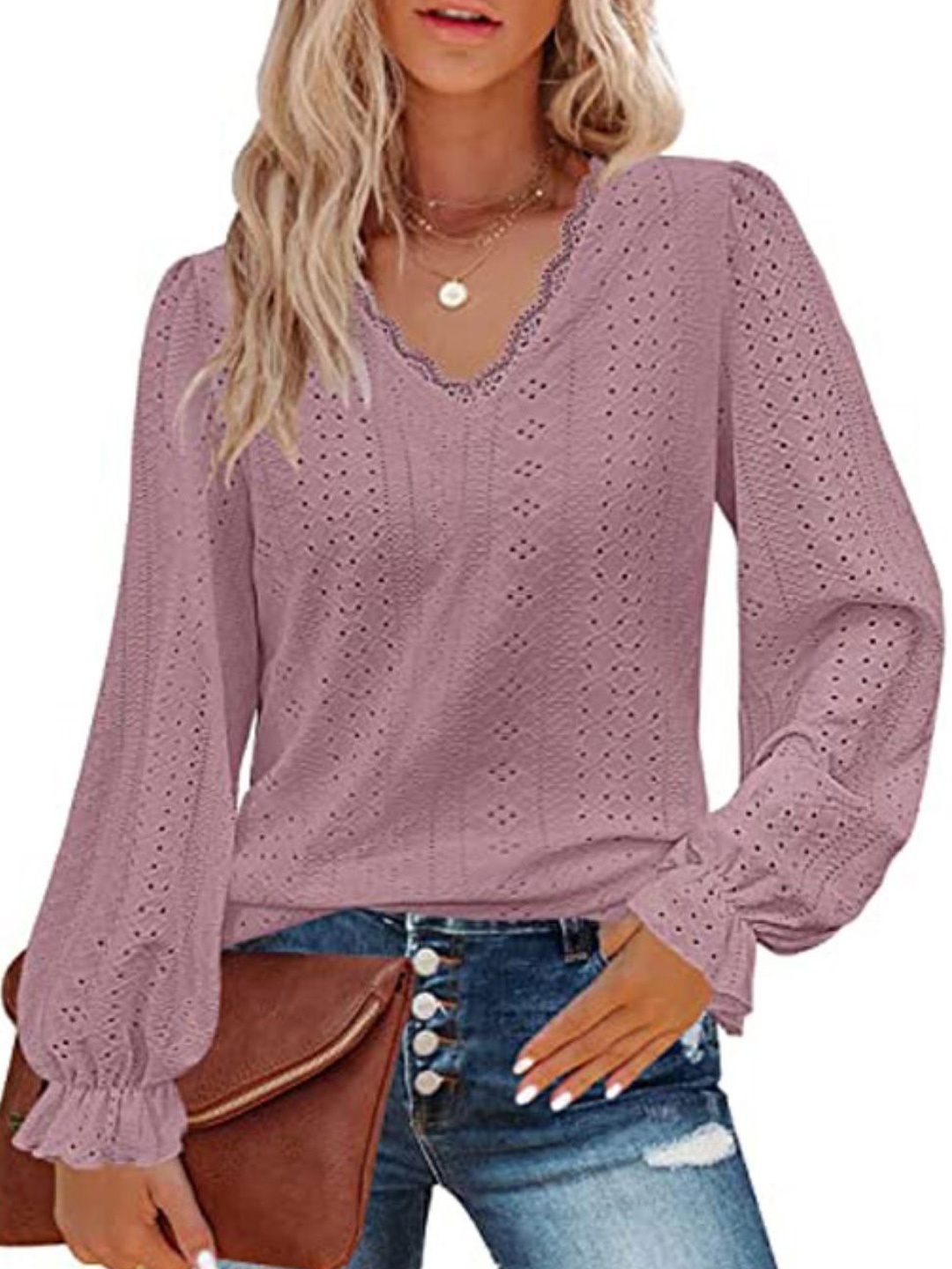 

StyleCast Women Self Design V-Neck Top, Purple