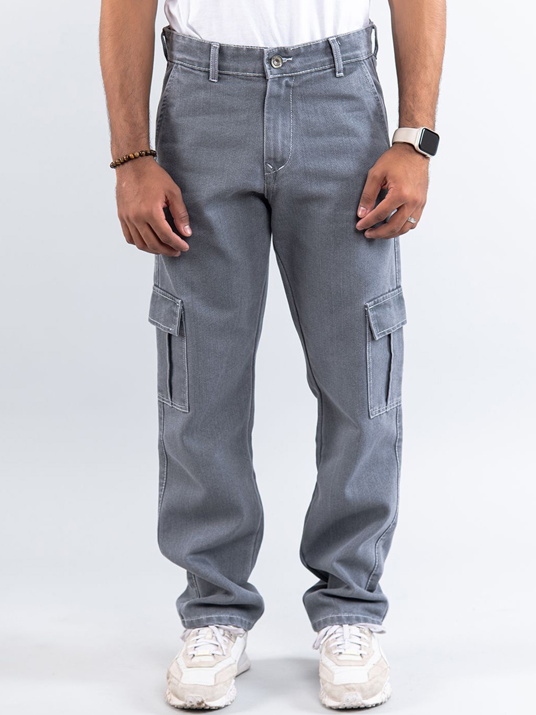 

Tistabene Men Original Straight Fit Mildly Distressed Light Fade Stretchable Jeans, Grey