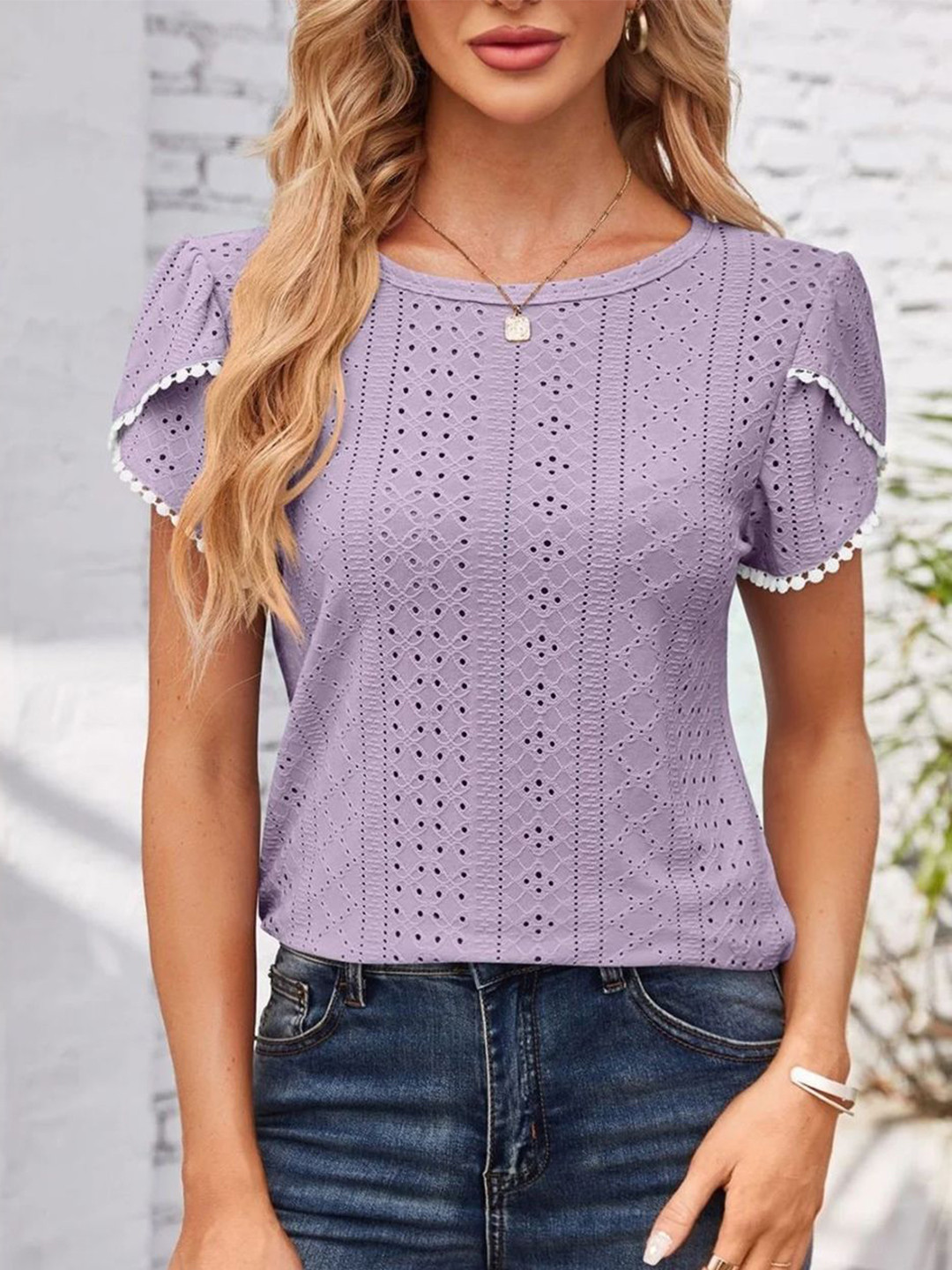 

StyleCast Women Typography Printed Round Neck Top, Lavender