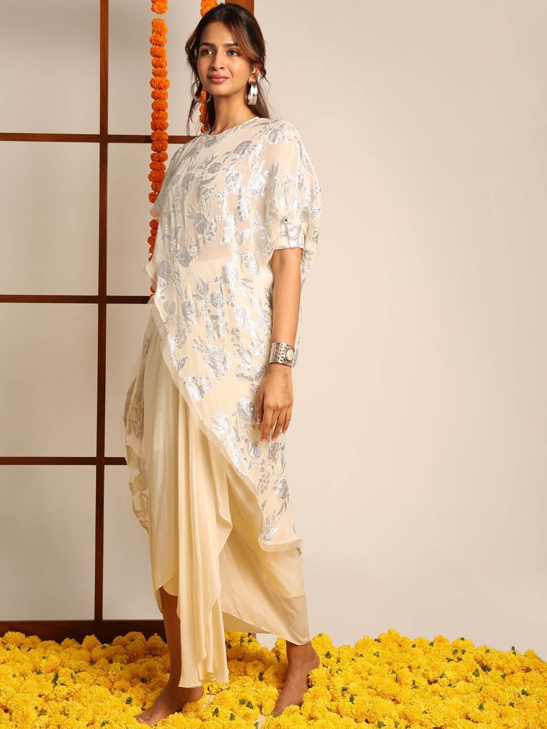 

Style Junkiie Embellished Wrap Maxi Skirts, Cream