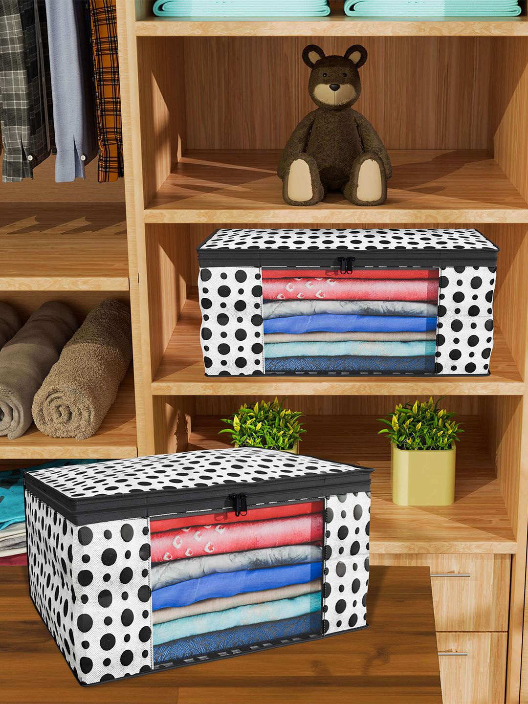 

Kuber Industries White & Black 12 Pieces Printed Drawer Organisers