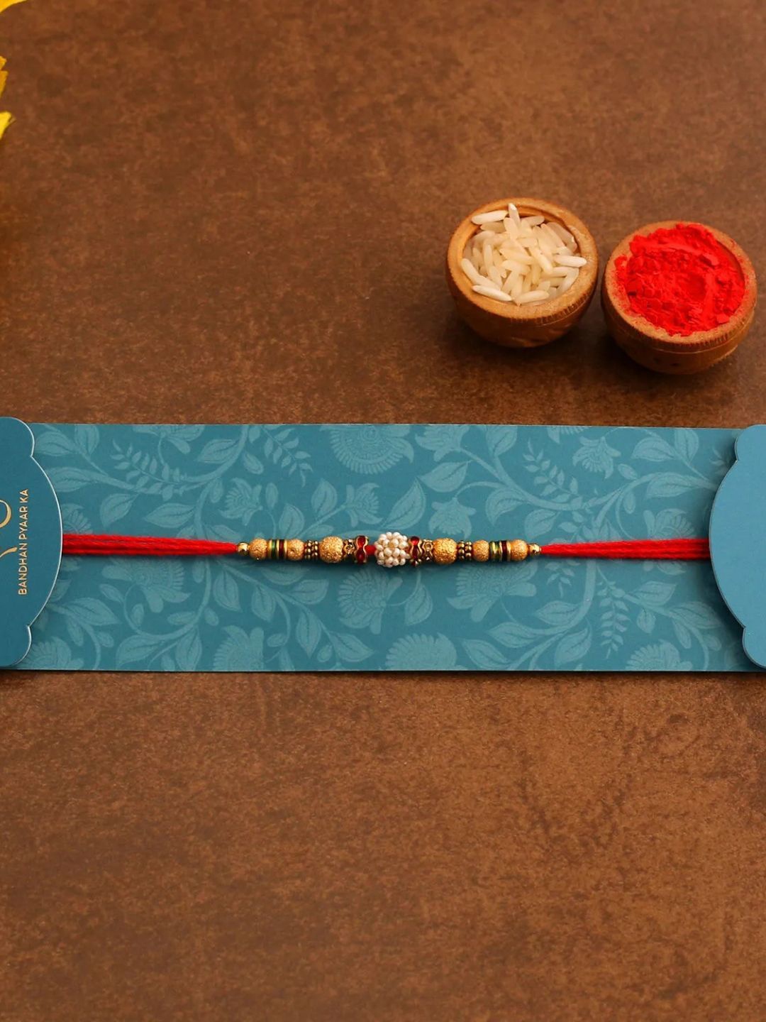 

fnp Royal Designer Beads Rakhi Lumba Rakhis, Red