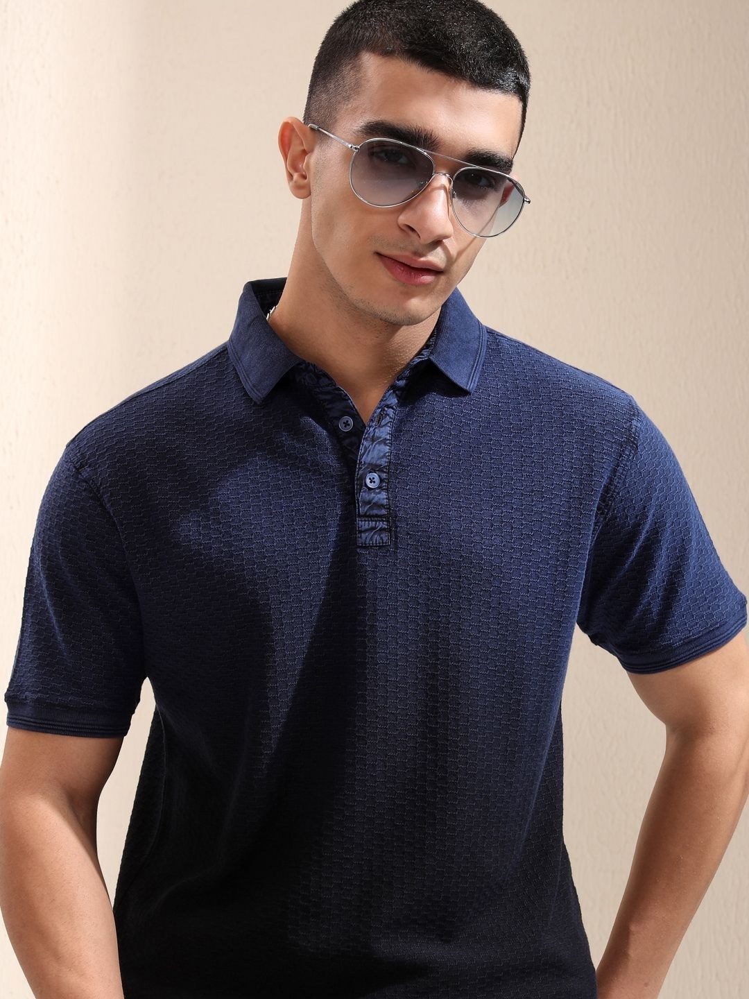 

HIGHLANDER Men Polo Collar Pockets Slim Fit T-shirt, Blue