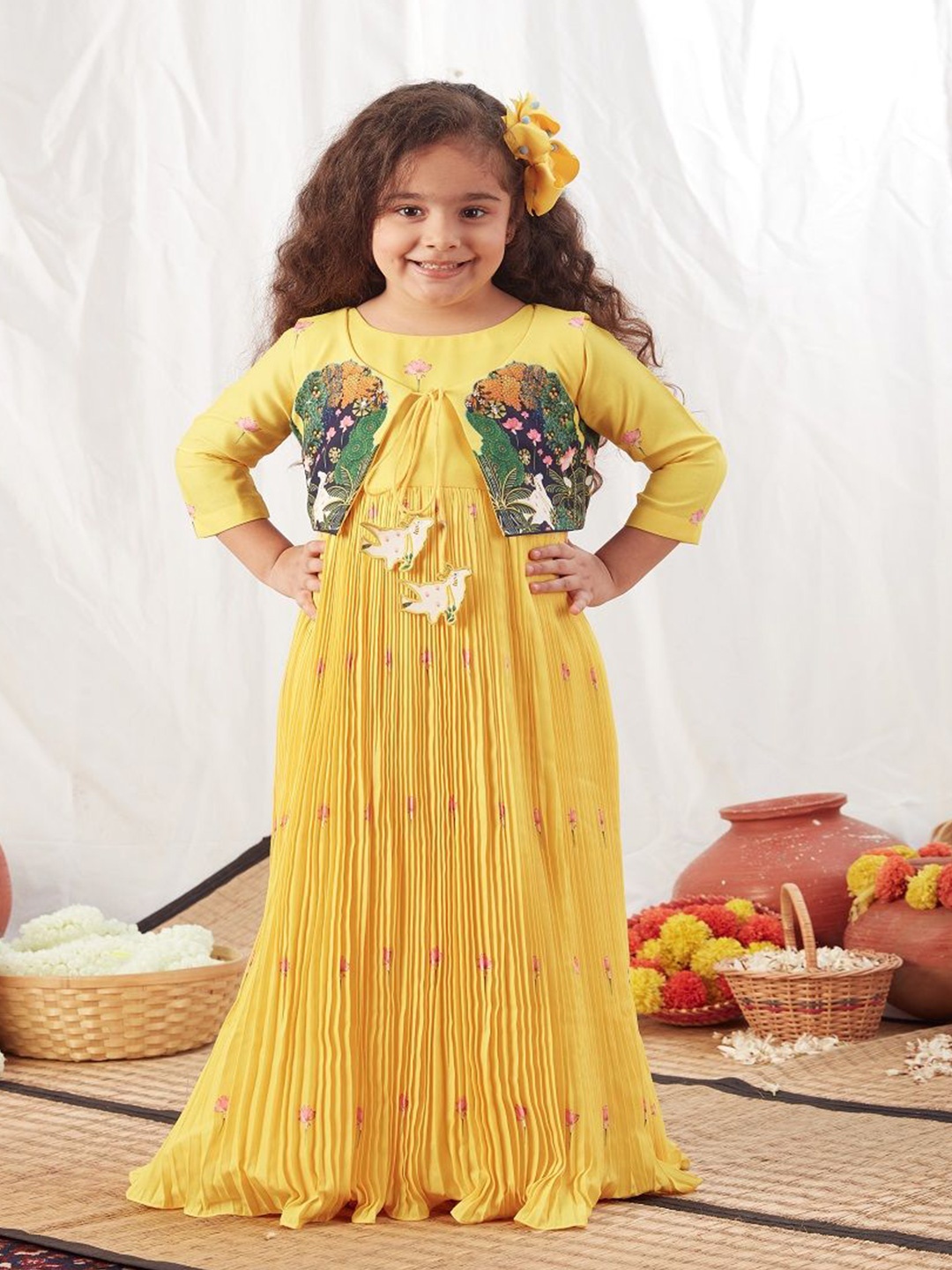 

Vivedkids Floral Georgette Maxi Dress, Yellow