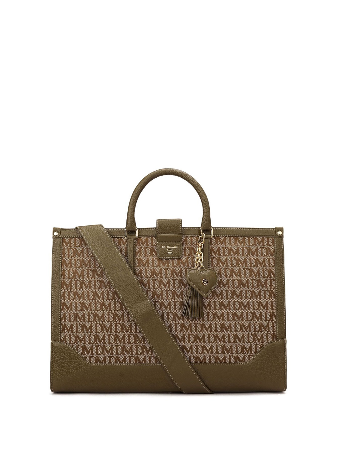 

Da Milano Leather Oversized Structured Handheld Bag with Tasselled, Brown