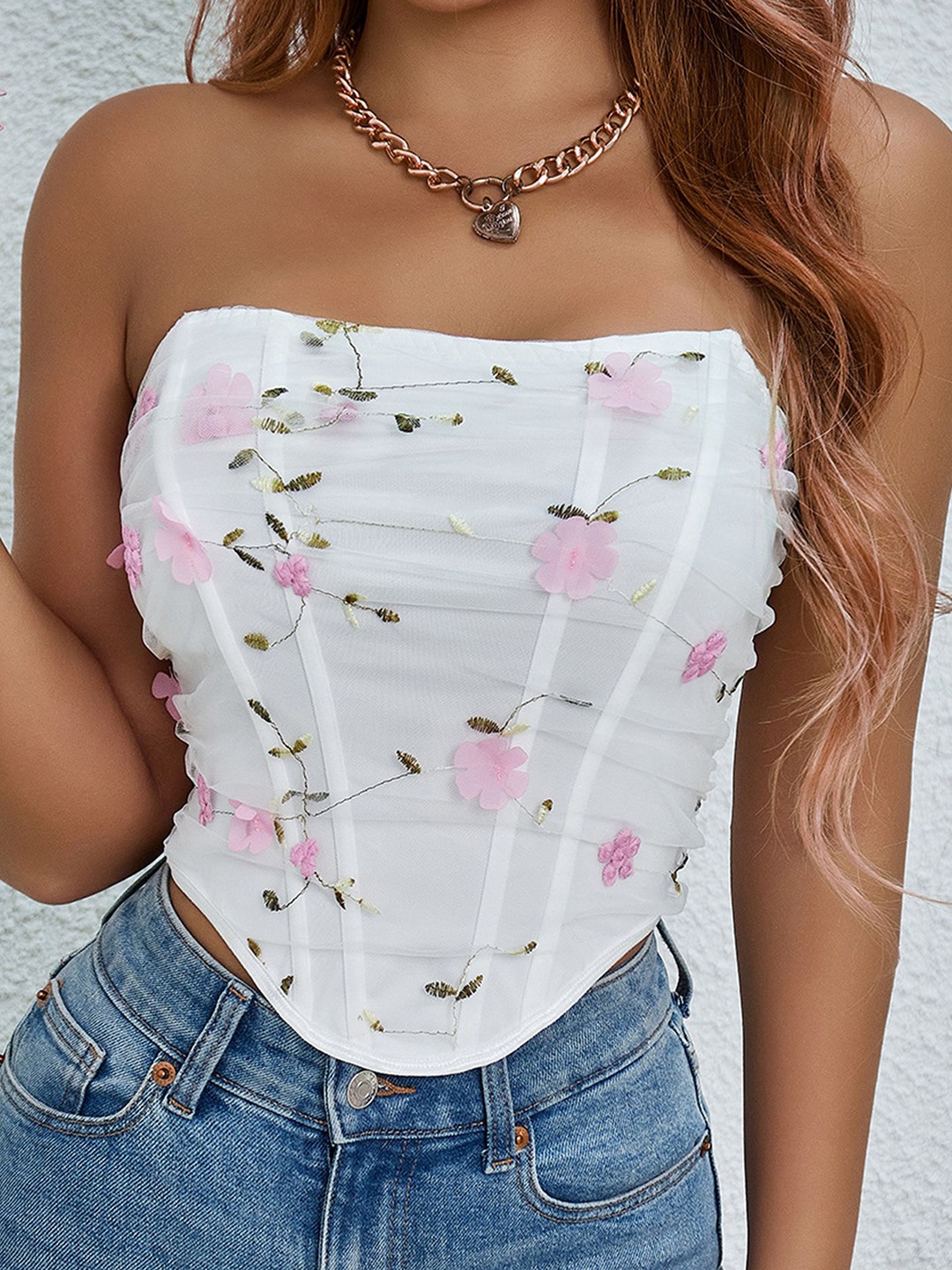 

LULU & SKY Floral Print Off-Shoulder Top, White