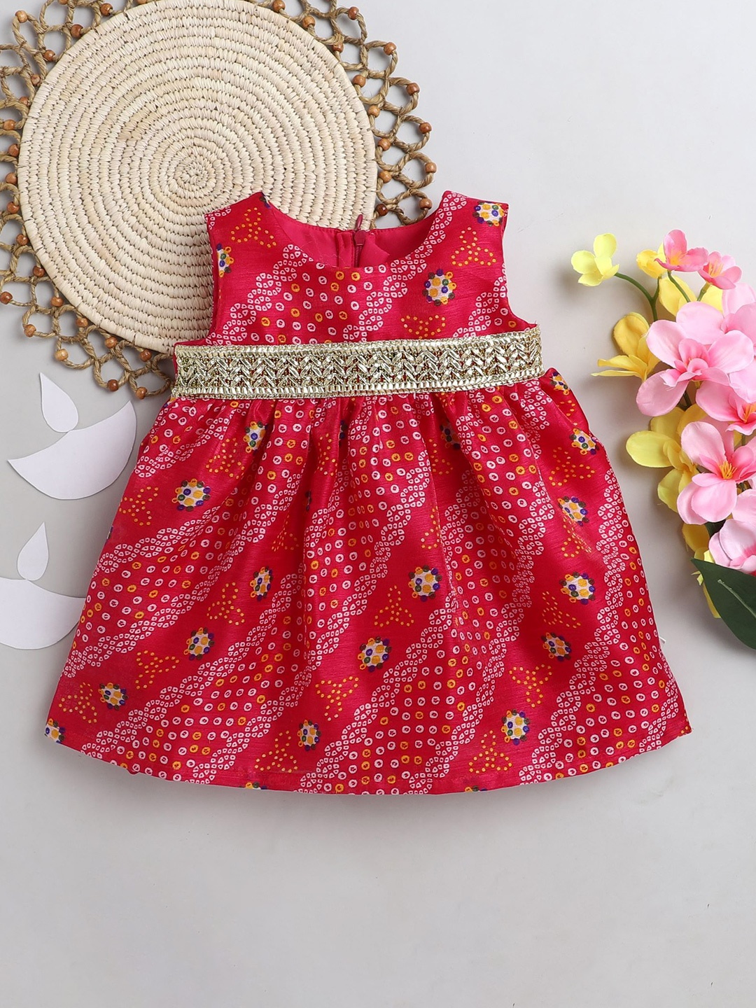 

MANY FROCKS & Floral Print Satin Fit & Flare Dress, Pink