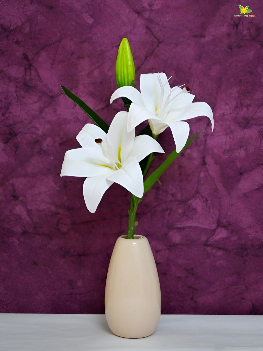 

Blooming Floret White 1 Pieces Artificial Flower With Pot