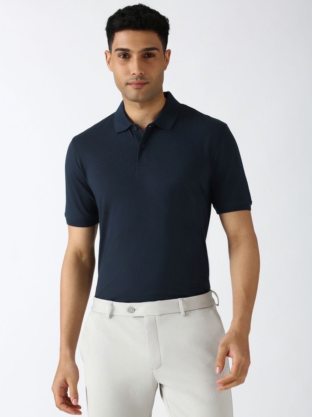 

Peter England Men Polo Collar Pockets T-shirt, Navy blue