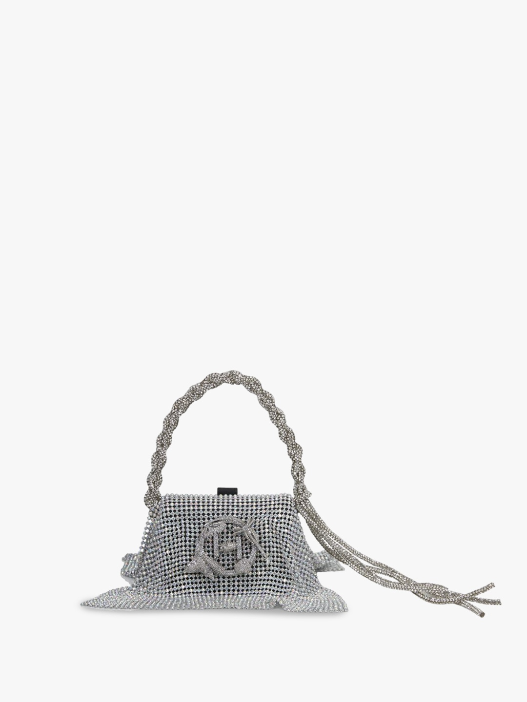 

Outhouse Textured Leather Oversized Structured Shoulder Bag with Fringed, Silver