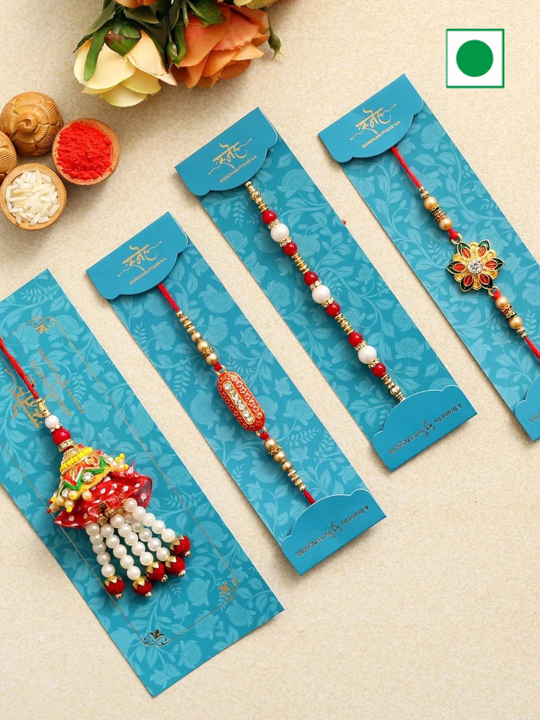 

fnp Designer Rakhi Pearl Lumba Lumba Rakhis, Blue