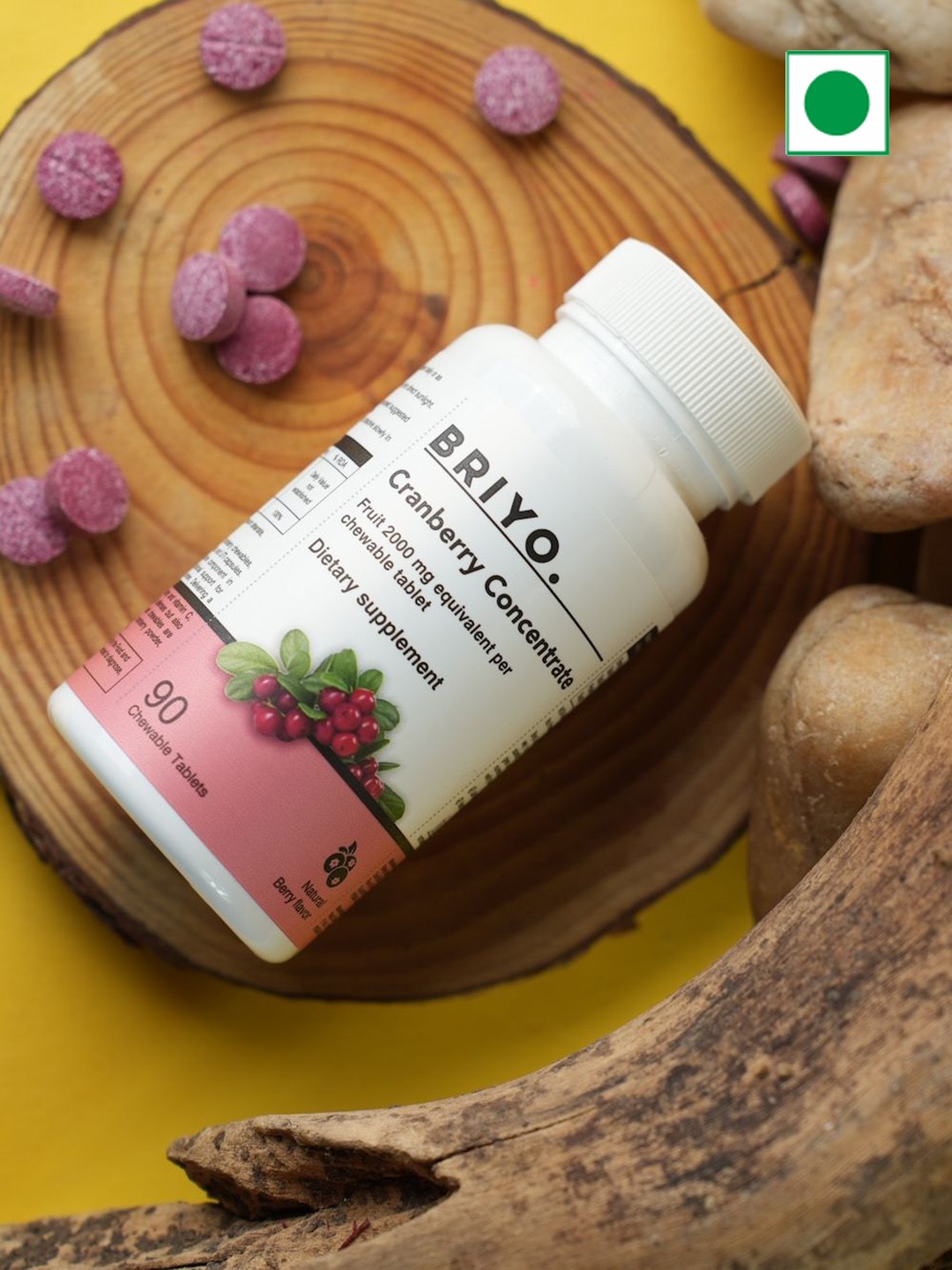

BRIYO Cranberry Chewable Tablet-90 Tablets, Red