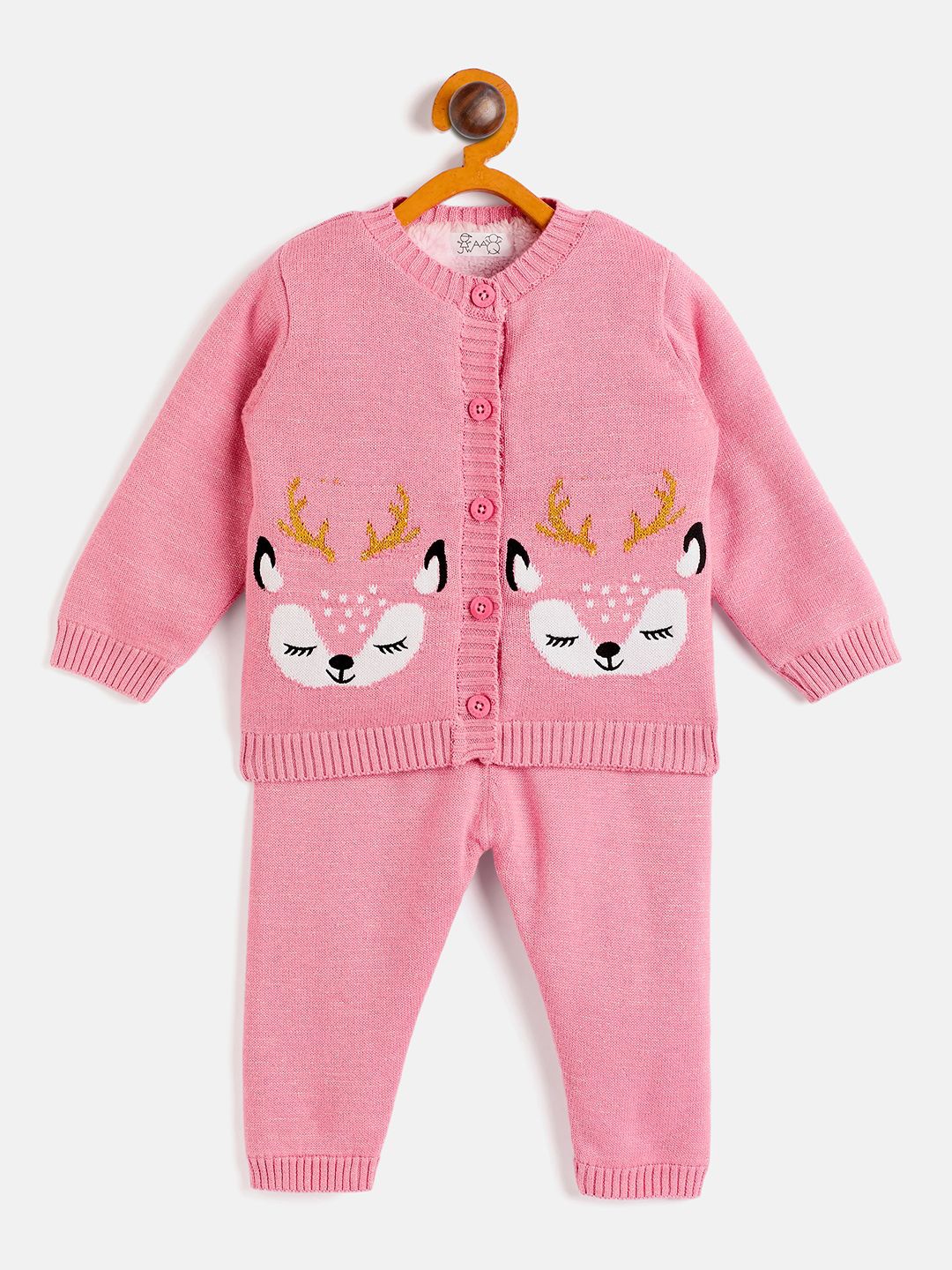 

JWAAQ Girls Printed Round Neck Long Sleeves Sweatshirt with Joggers, Pink