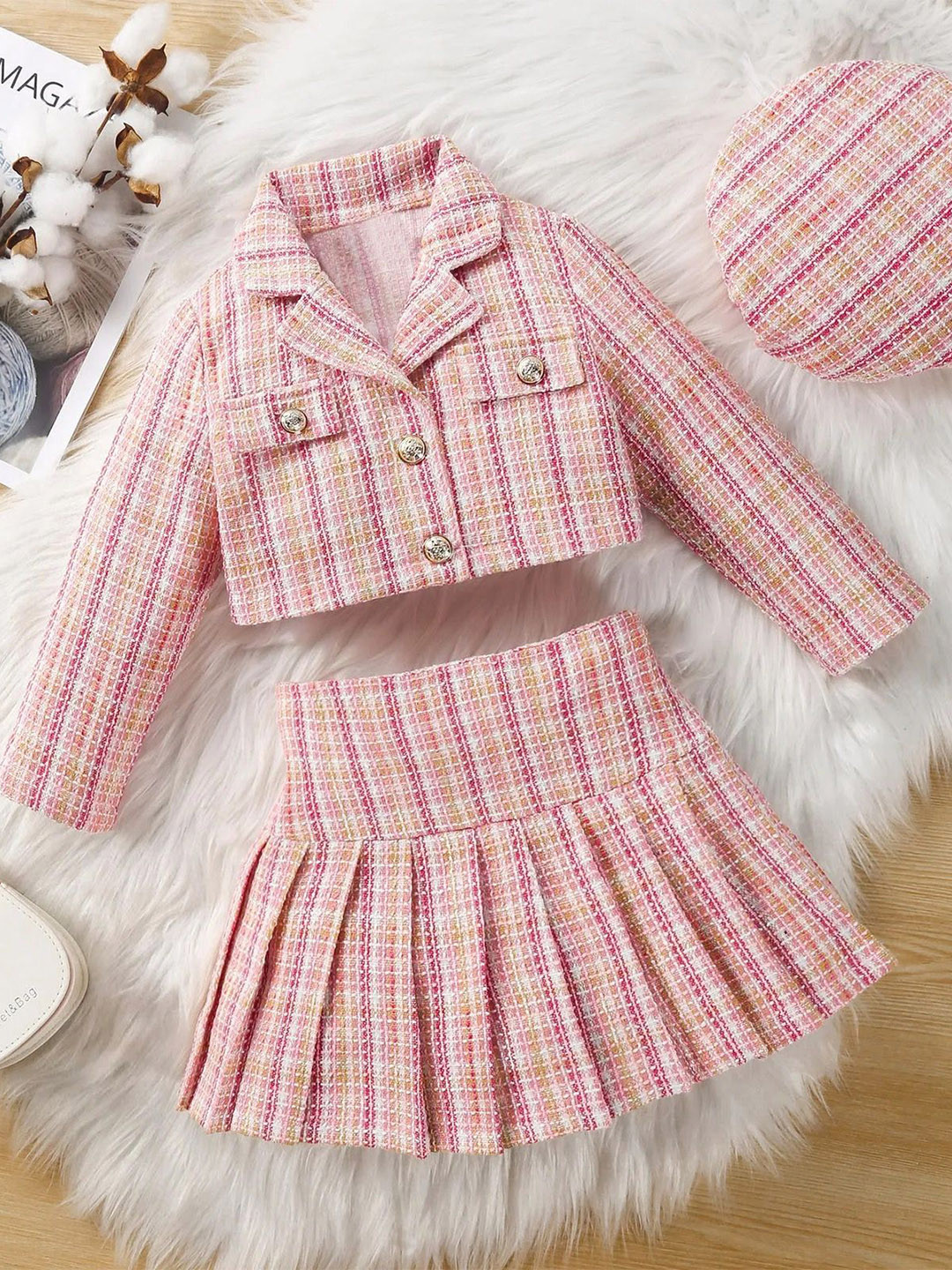 

TrendyKid Girls Printed Top with Skirt, Pink