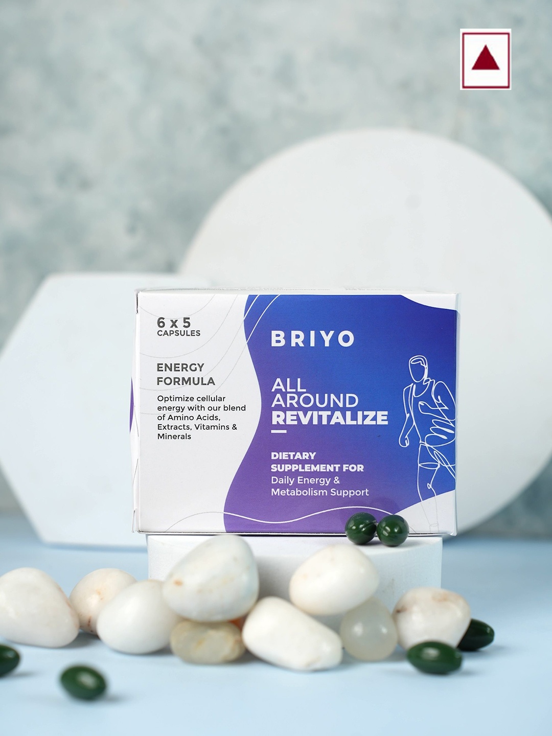 

BRIYO Revitalize - Boosts Energy & Metabolism With Vitamins-30 Capsules, Green