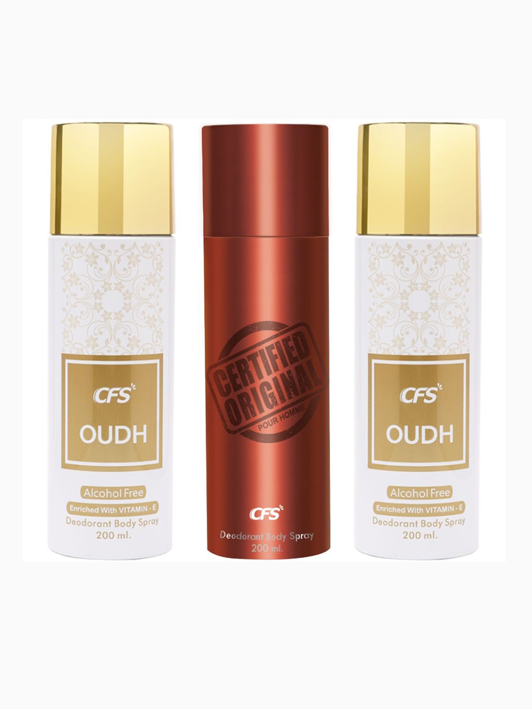 

CFS Set Of 3 Oudh & Certified Original Deodorant Body Sprays- 200ml Each, White