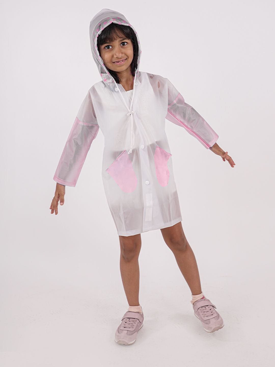 

haus & kinder Kids Hooded Raincoat With Backpack Extension, Pink