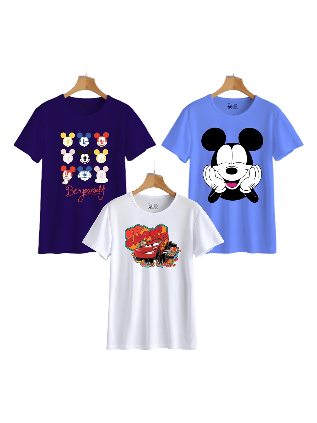 

YK Disney Boys 3 Printed Extended Sleeves Applique T-shirt, Multi