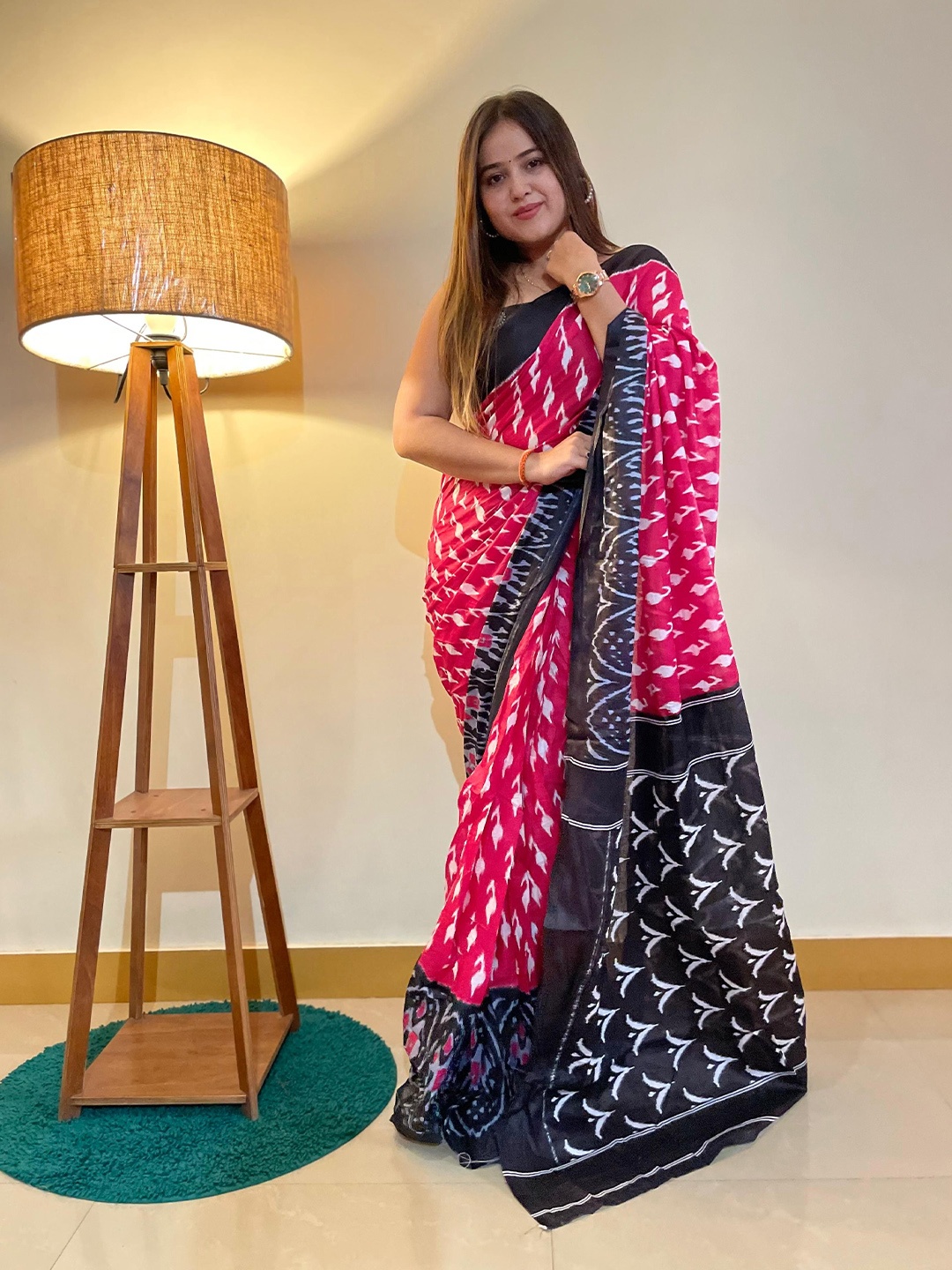 

Anouk Ethnic Motifs Pure Cotton Bagru Saree, Pink