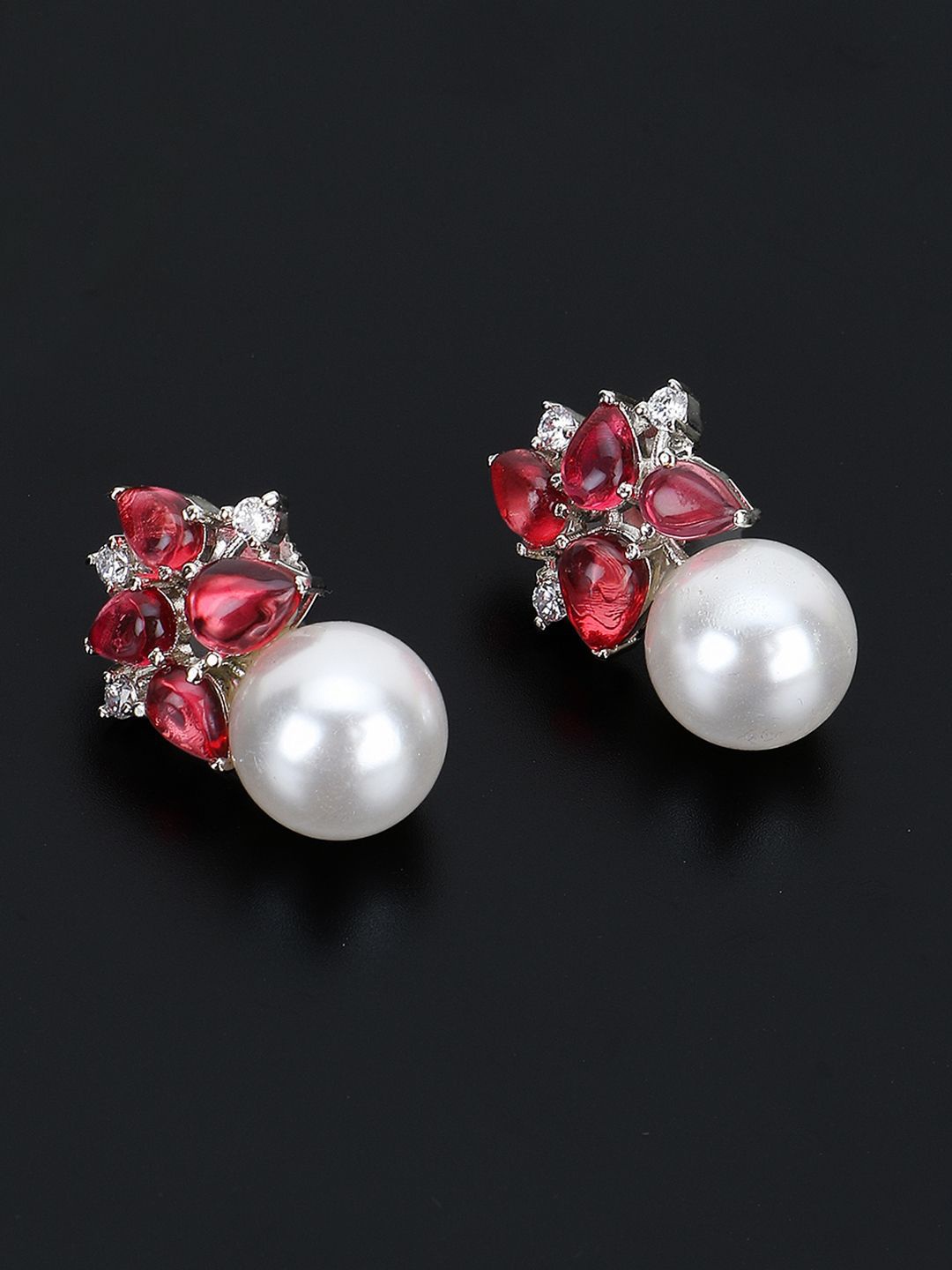 

Adwitiya Collection Silver-Plated Pearl Beaded Classic Studs