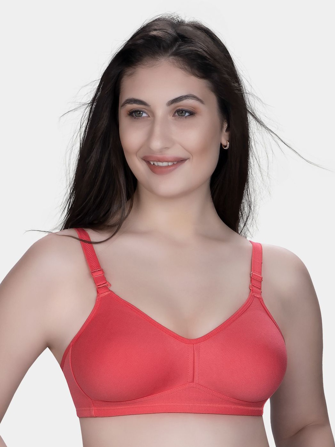 

Trylo Riza Minimizer Cotton Fabric Non-Padded Non-Wired Seamless Molded Bra, Rose