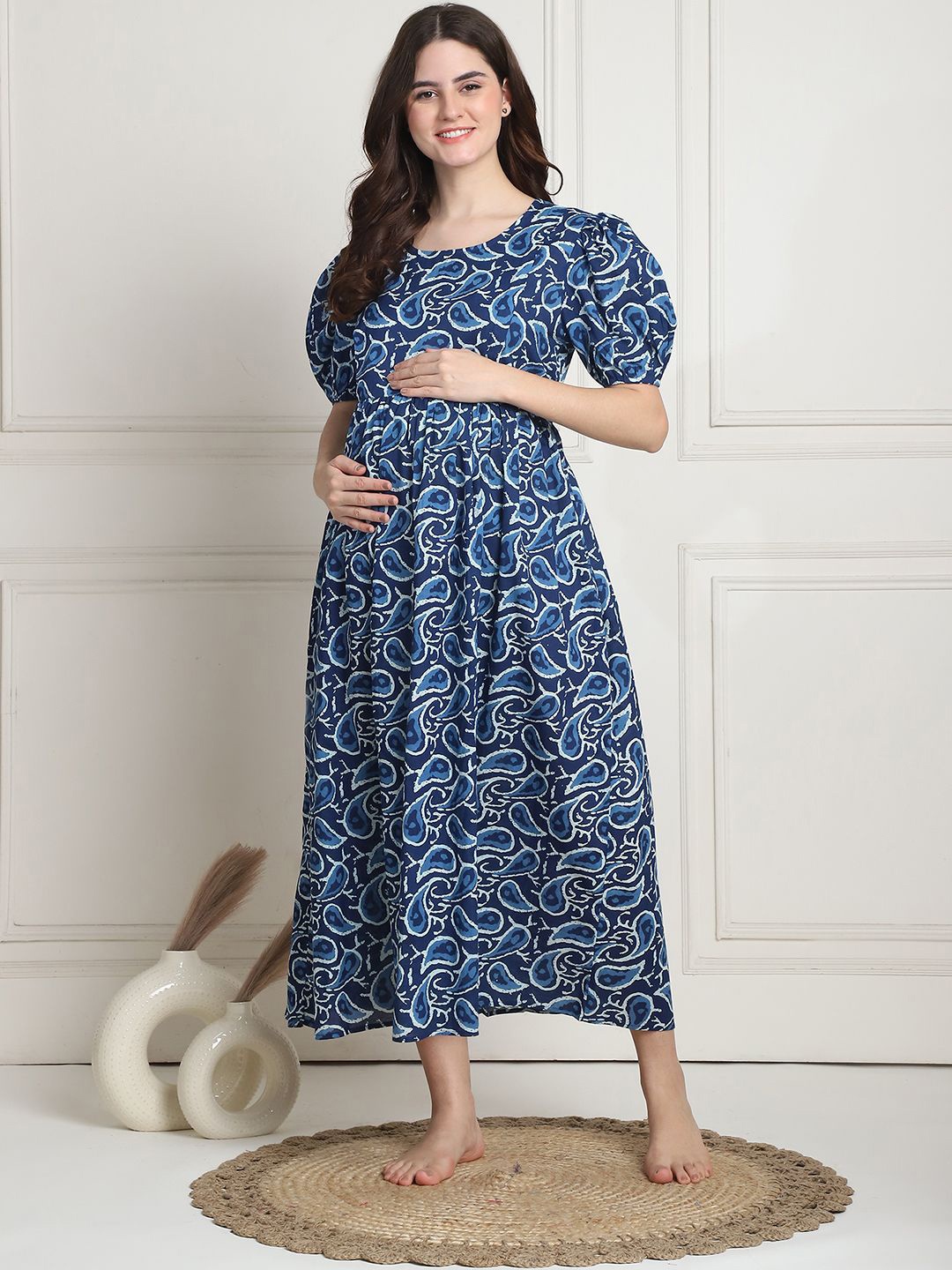 

Secret Wish Printed Maxi Nightdress, Navy blue