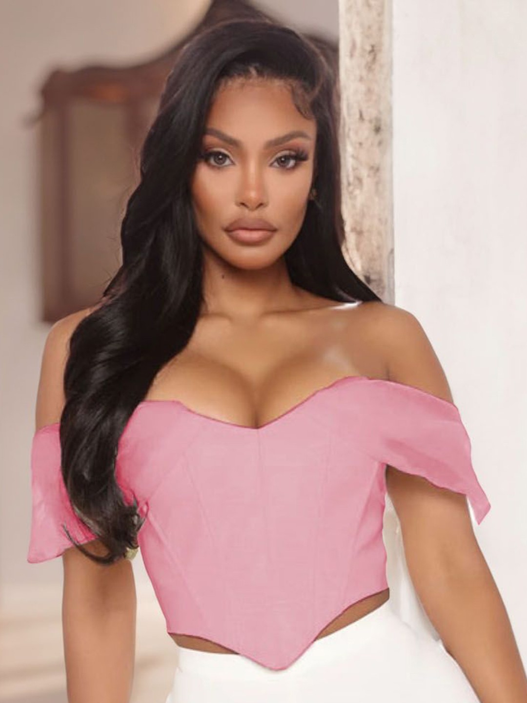 

StyleCast Women Solid Off-Shoulder Top, Mauve