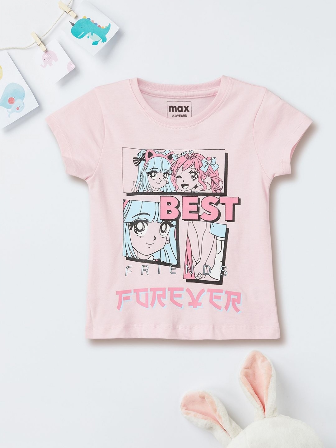 

max Girls Printed Applique T-shirt, Pink