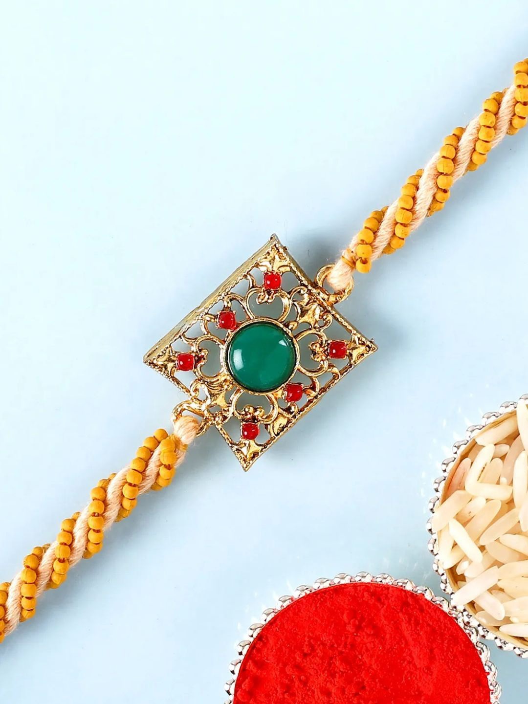 

fnp Beautiful Ethnic American Diamond Rakhi Kids Collection, Green