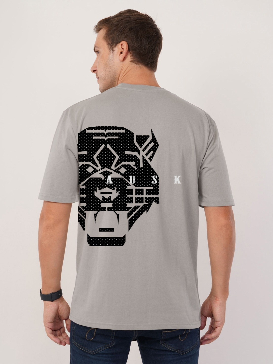 

AUSK Front & Back Printed Half Sleeve Round Neck Tshirt, Grey