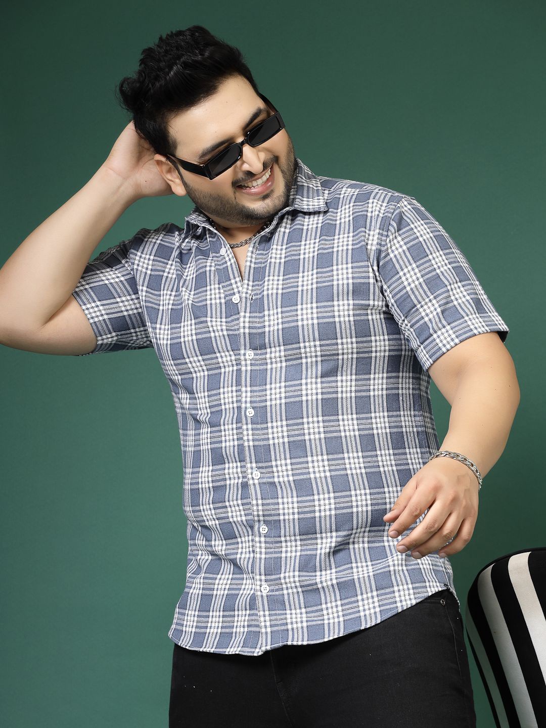 

Rigo Plus Size Comfort Slim Fit Tartan Checks Cotton Casual Shirt, Beige