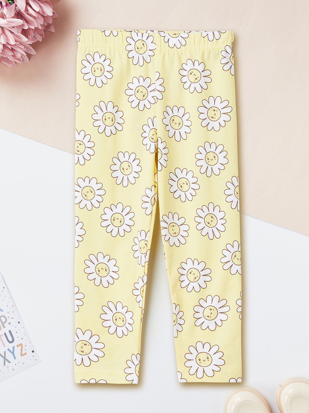 

max Girls Printed Ankle Length Leggings, Yellow