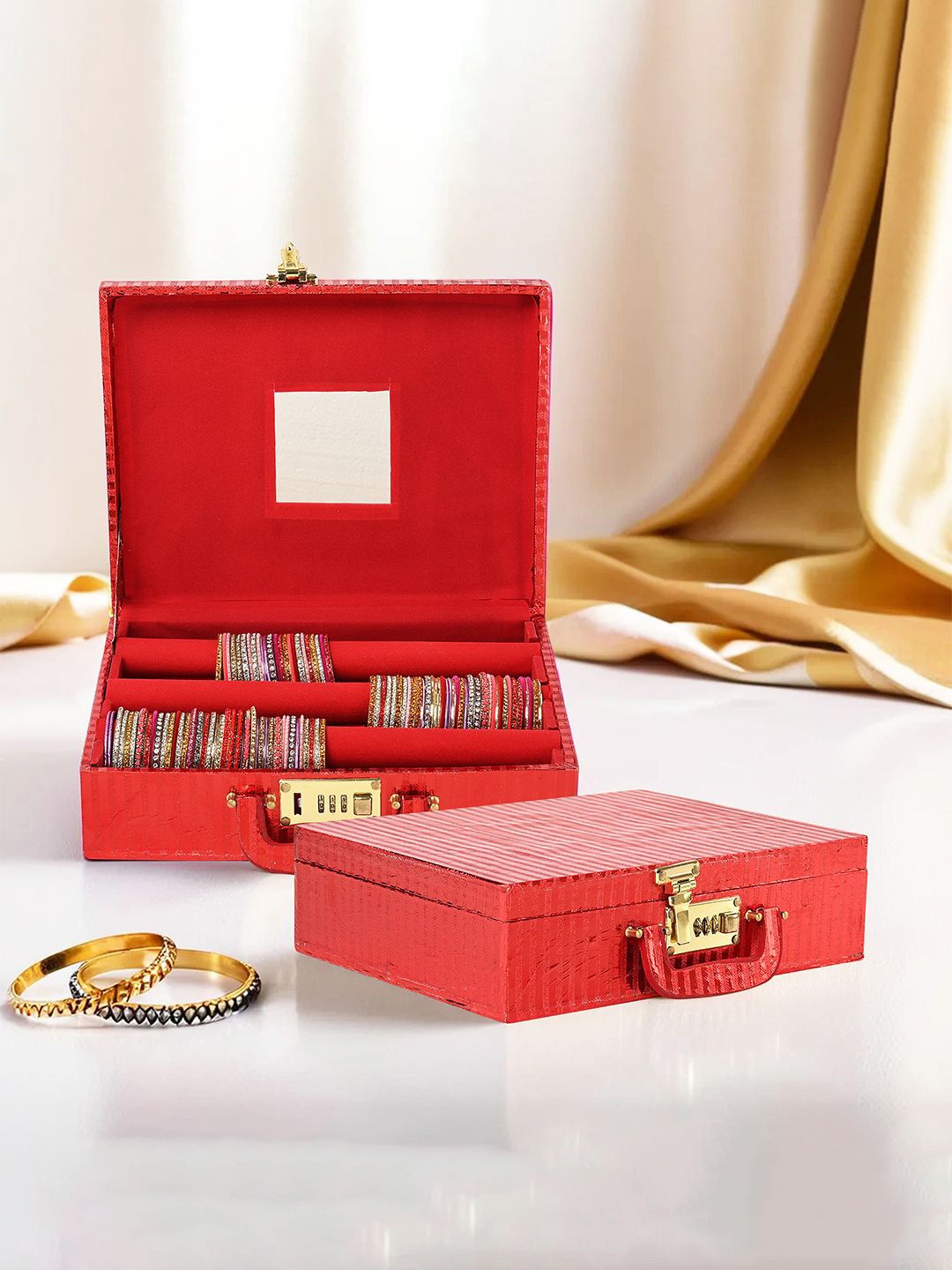 

Kuber Industries Red Set of 2 Regular Jewellery Organiser Organisers
