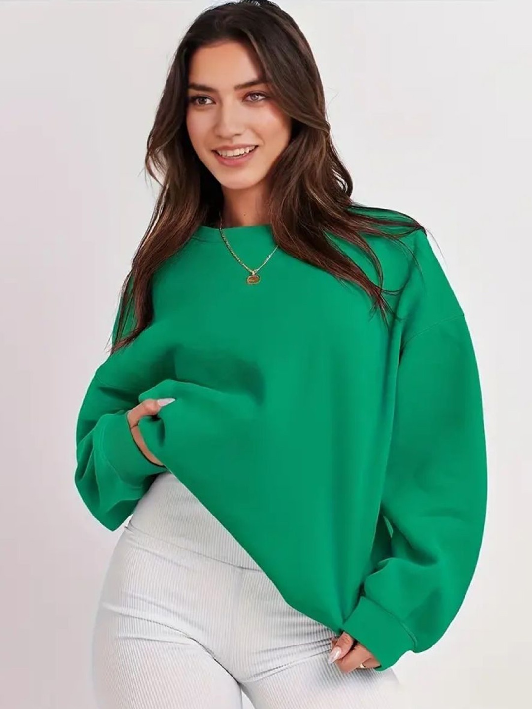 

StyleCast Women Solid Round Neck Top, Green