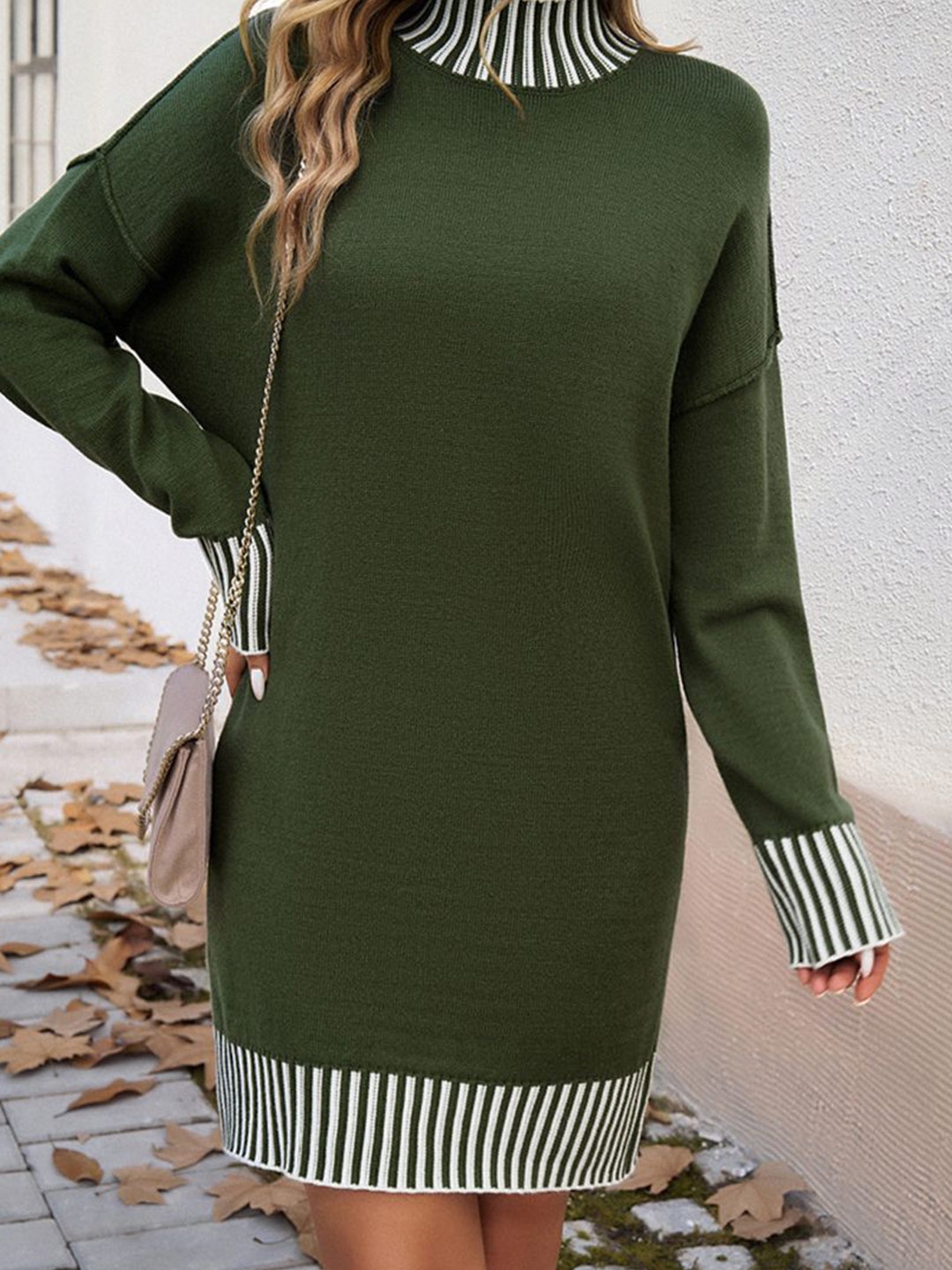 

StyleCast Solid High Neck Jumper Dress, Green