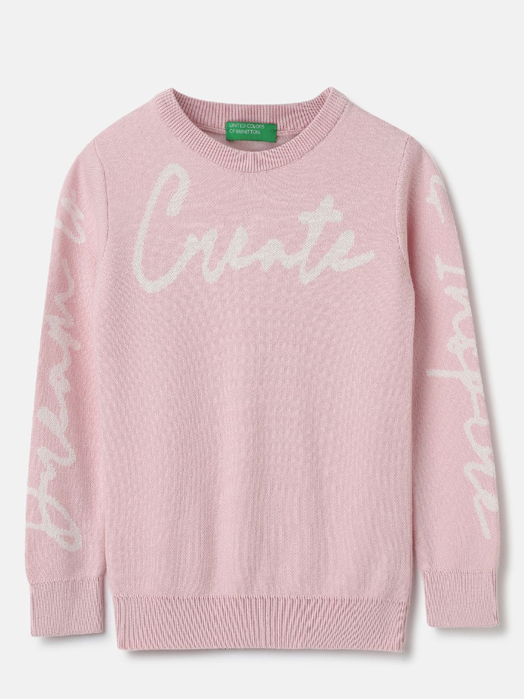 

United Colors of Benetton Boys Typography Printed Round Neck Sweatshirt, Pink