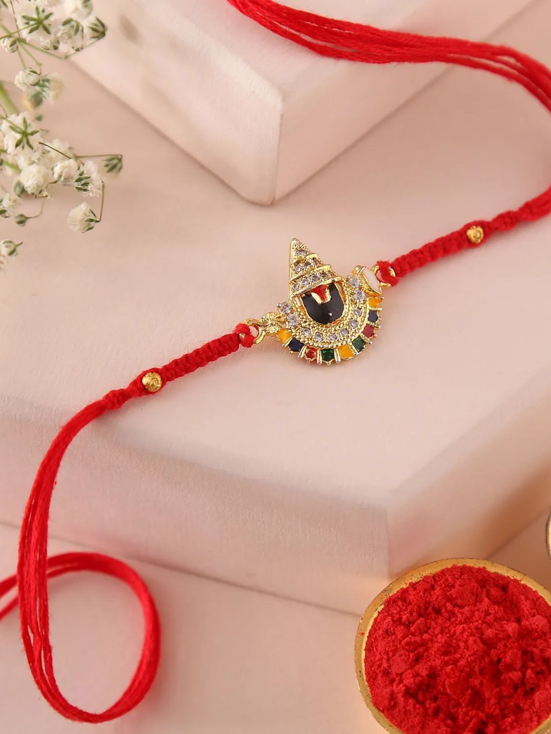 

fnp Sneh Traditional Balaji Rakhi Silver Selections, Red