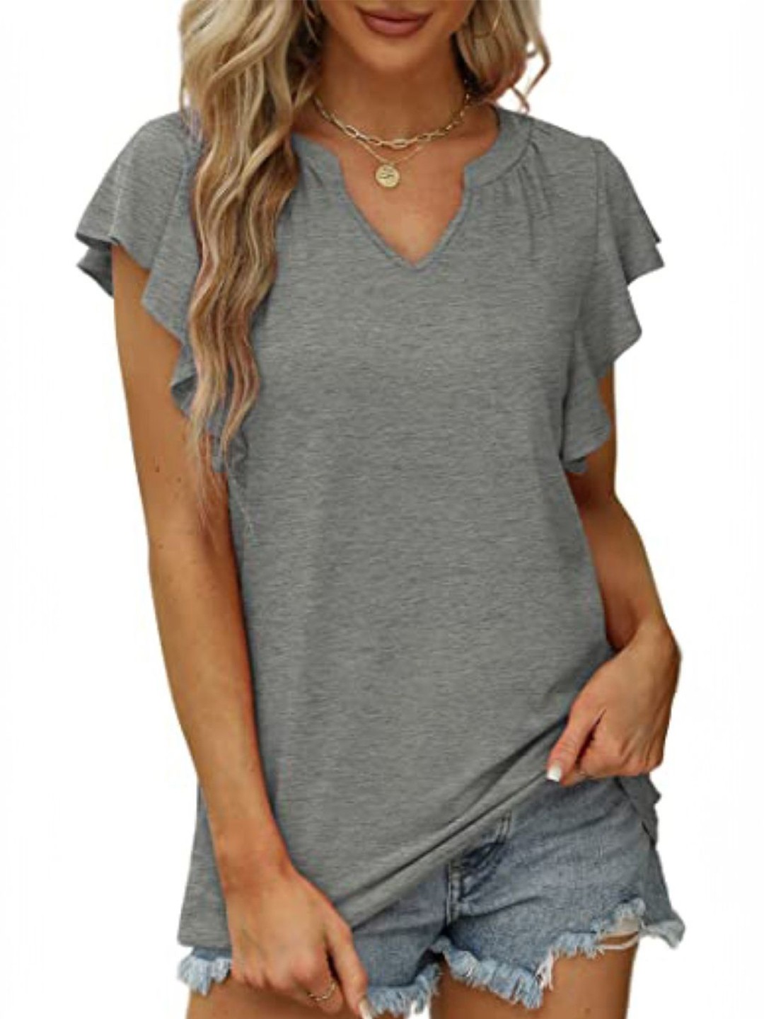 

StyleCast Women Solid Round Neck Top, Grey