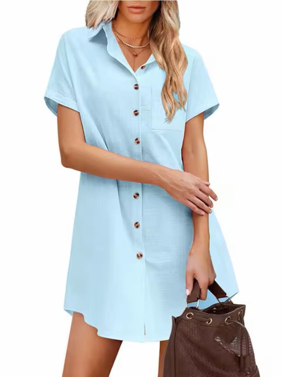 

StyleCast Shirt Mini Dress, Blue