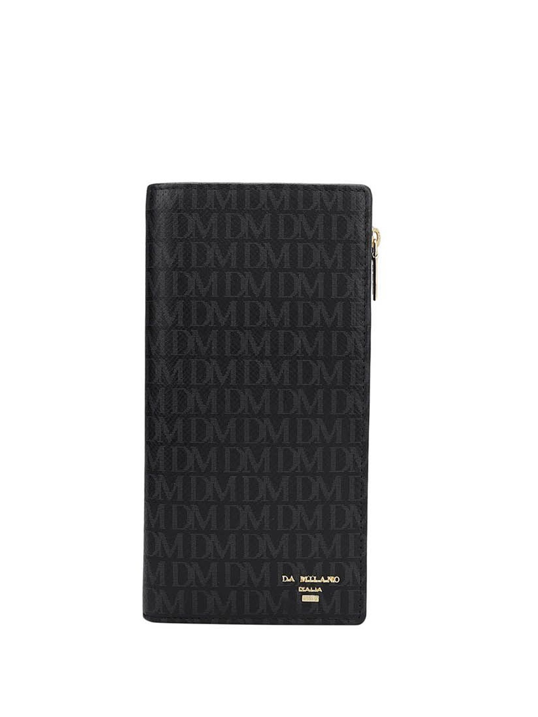 

Da Milano Women Typography Printed Leather Two Fold Wallet, Black