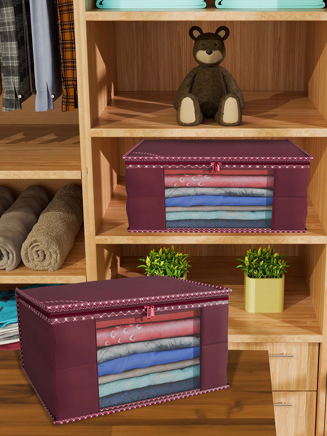 

Kuber Industries Maroon 6 Pieces Drawer Organisers