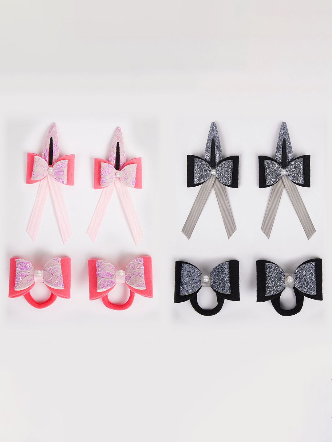 

RIBBON CANDY Set of 8 Girls Embellished Hair Accessory, Black