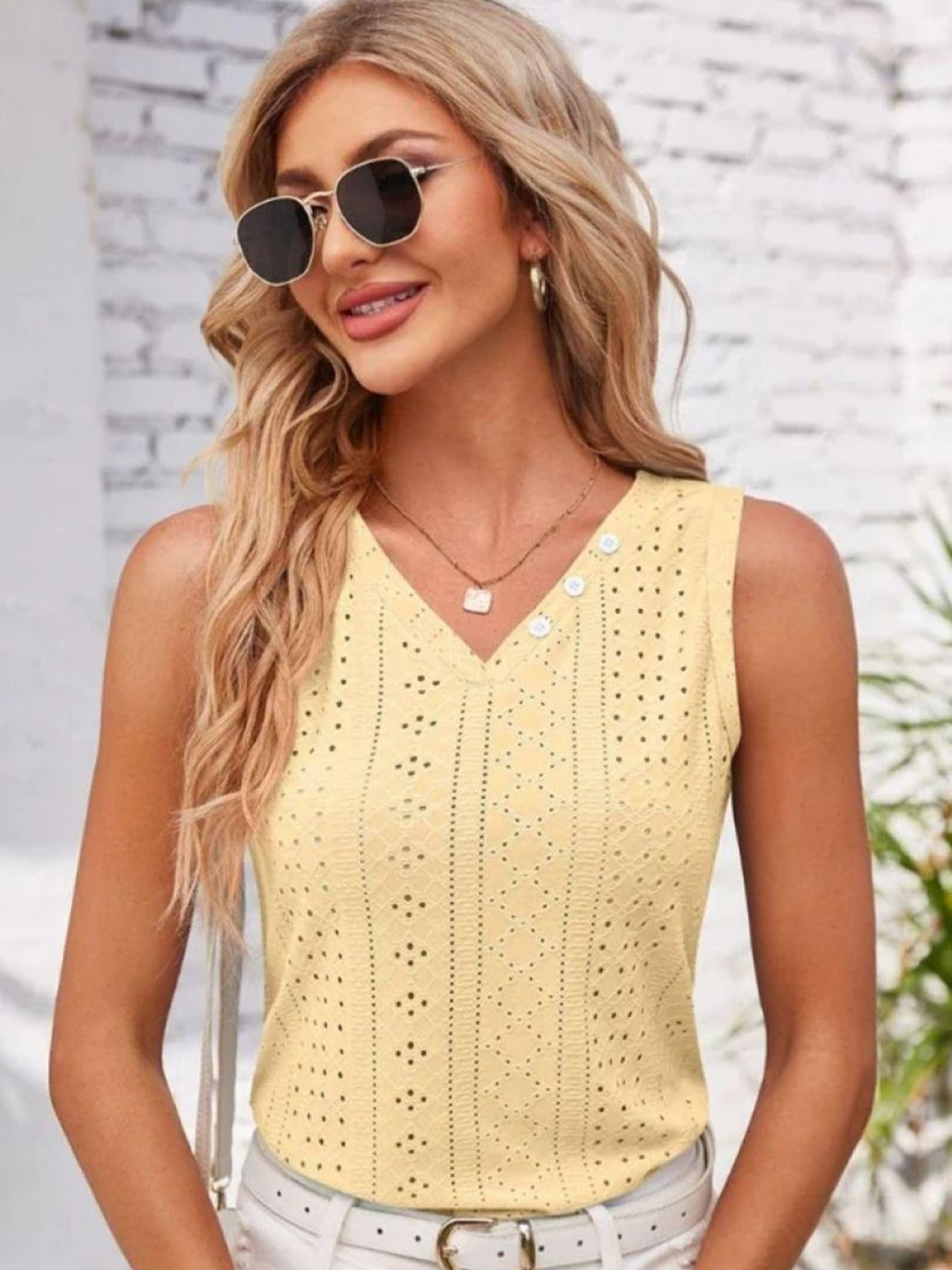 

StyleCast Women Solid Round Neck Top, Yellow