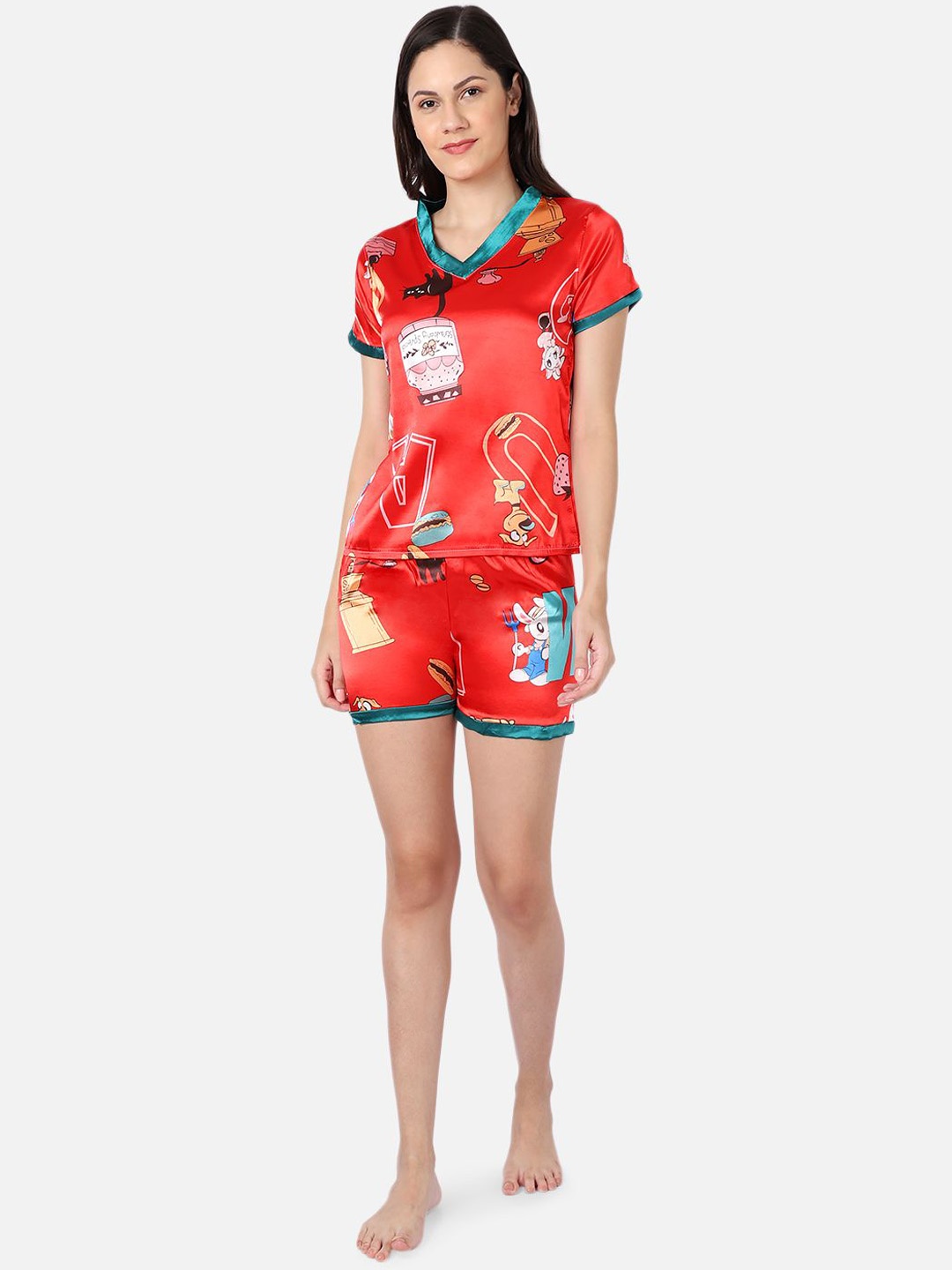 

GRACIT Women Printed Night suit, Red